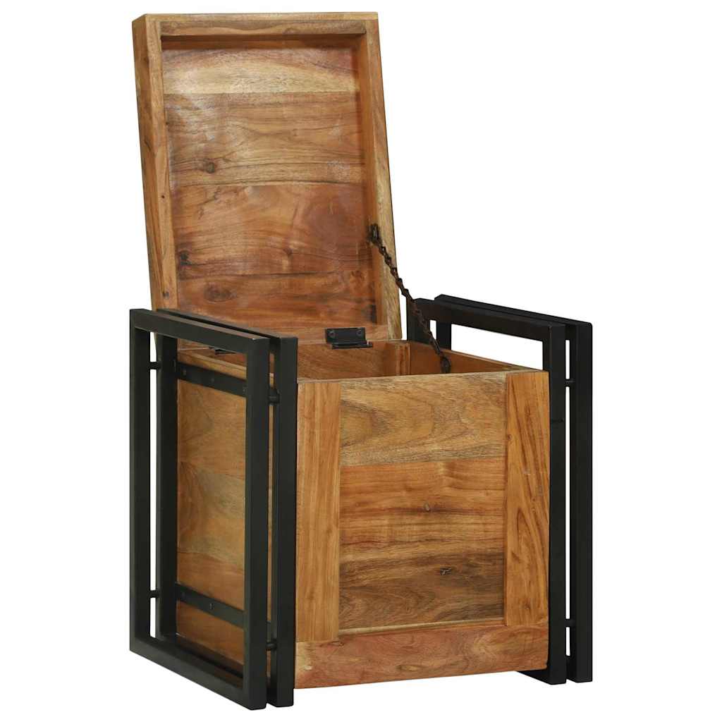 Storage Box Brown and Black 40 x 40 x 40 cm Solid Acacia Wood