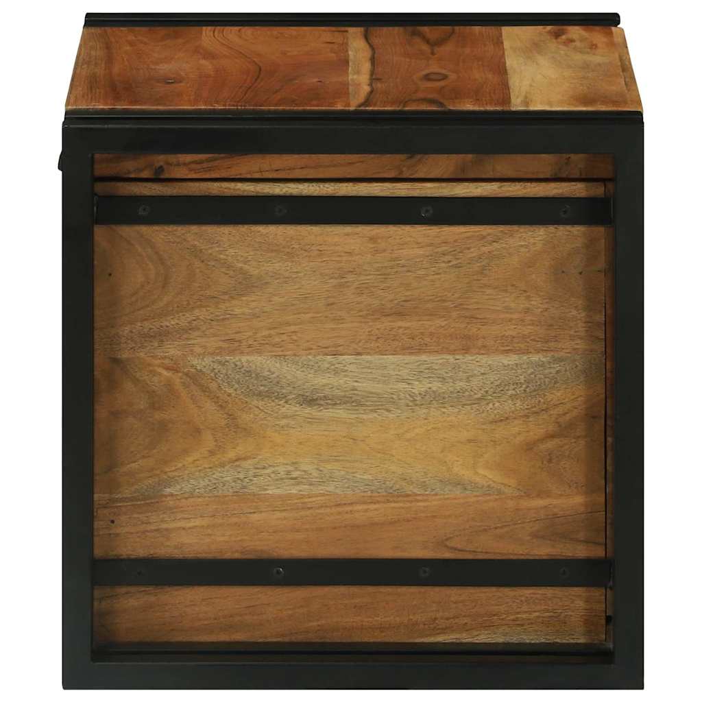 Storage Box Brown and Black 40 x 40 x 40 cm Solid Acacia Wood