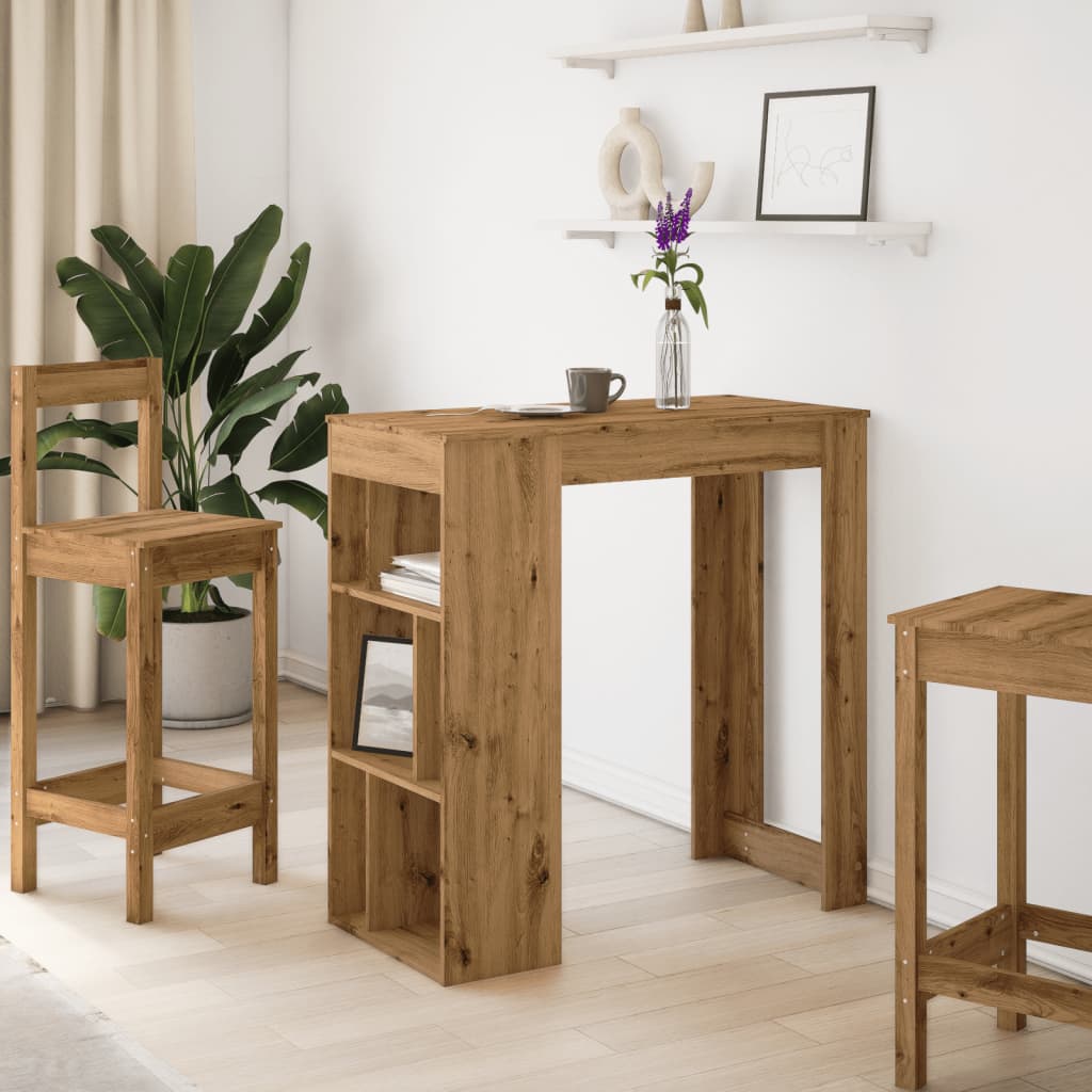 Bar Table with Racks Artisan Oak 102x50x103.5 cm Engineered Wood