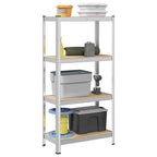 4-Layer Storage Shelves 2 Pcs Steel&Engineered Wood