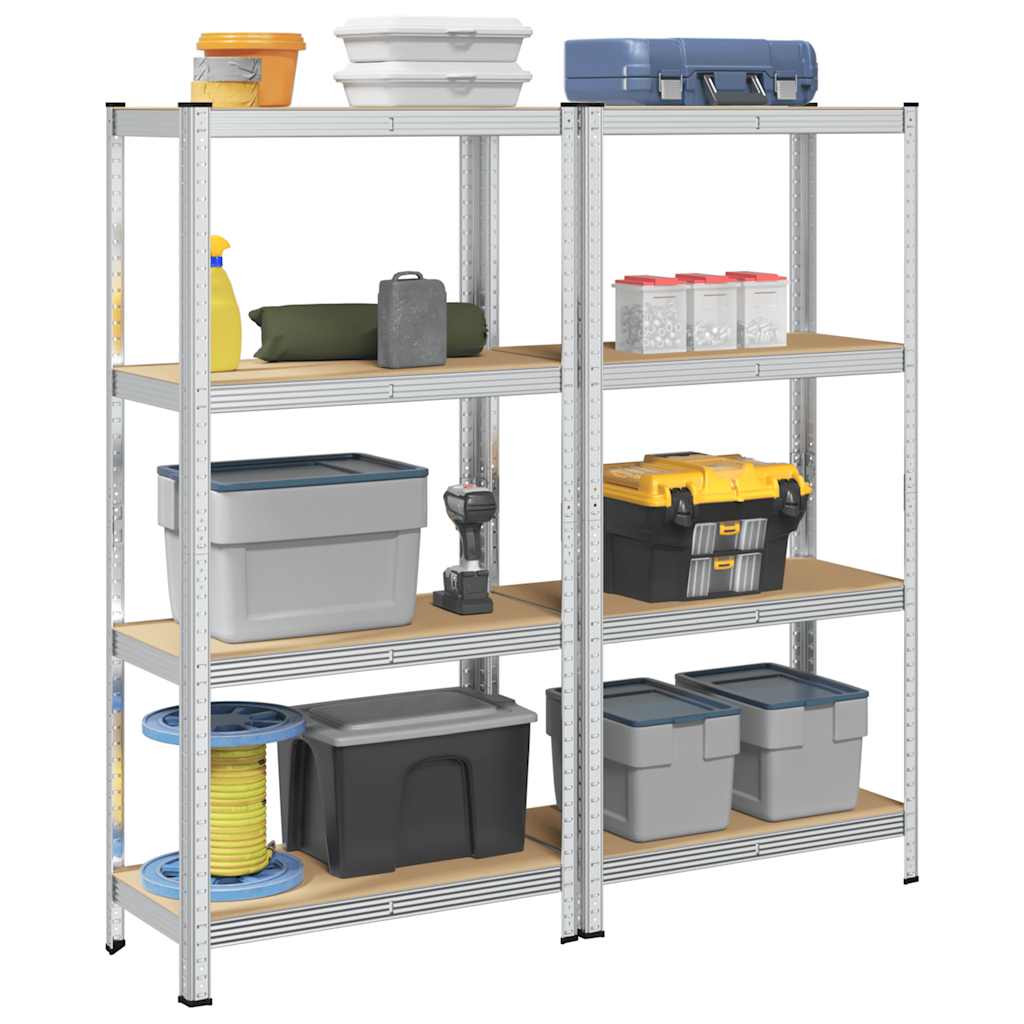 4-Layer Storage Shelves 2 Pcs Steel&Engineered Wood