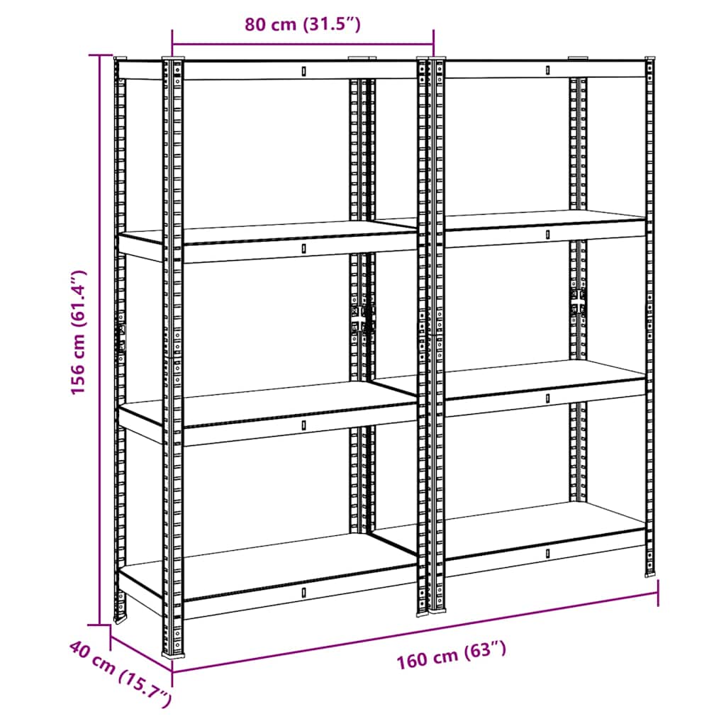4-Layer Storage Shelves 2 Pcs Steel&Engineered Wood