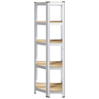 5-Layer Corner Shelf Silver Steel&Engineered Wood