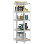 5-Layer Corner Shelf Silver Steel&Engineered Wood