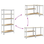 5-Layer Storage Shelf Silver Steel&Engineered Wood