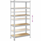 5-Layer Storage Shelf Silver Steel&Engineered Wood