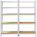 5-Layer Storage Shelves 2 pcs Silver Steel&Engineered Wood