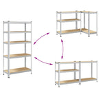 5-Layer Storage Shelves 2 pcs Silver Steel&Engineered Wood
