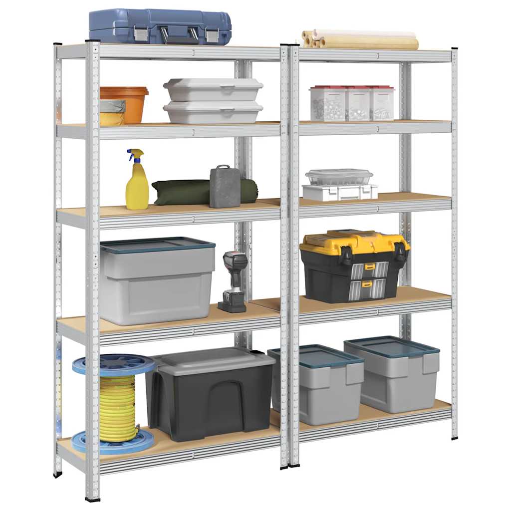 4-Layer Storage Shelves 2 Pcs Steel&Engineered Wood