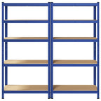 5-Layer Storage Shelves 2 pcs Blue Steel&Engineered Wood