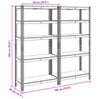 5-Layer Storage Shelves 2 pcs Blue Steel&Engineered Wood