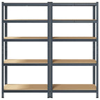 5-Layer Storage Shelves 2 pcs Anthracite Steel&Engineered Wood