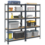 4-Layer Storage Shelves 2 Pcs Steel&Engineered Wood