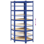 5-Layer Corner Shelf Blue Steel&Engineered Wood