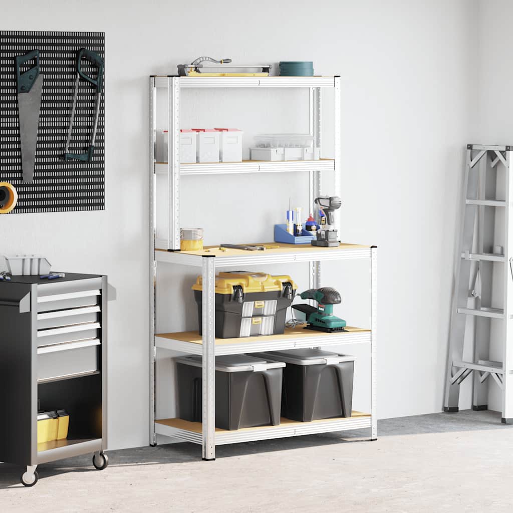 5-Layer Work Table With Shelves Steel&Engineered Wood