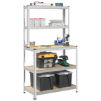 5-Layer Work Table With Shelves Steel&Engineered Wood