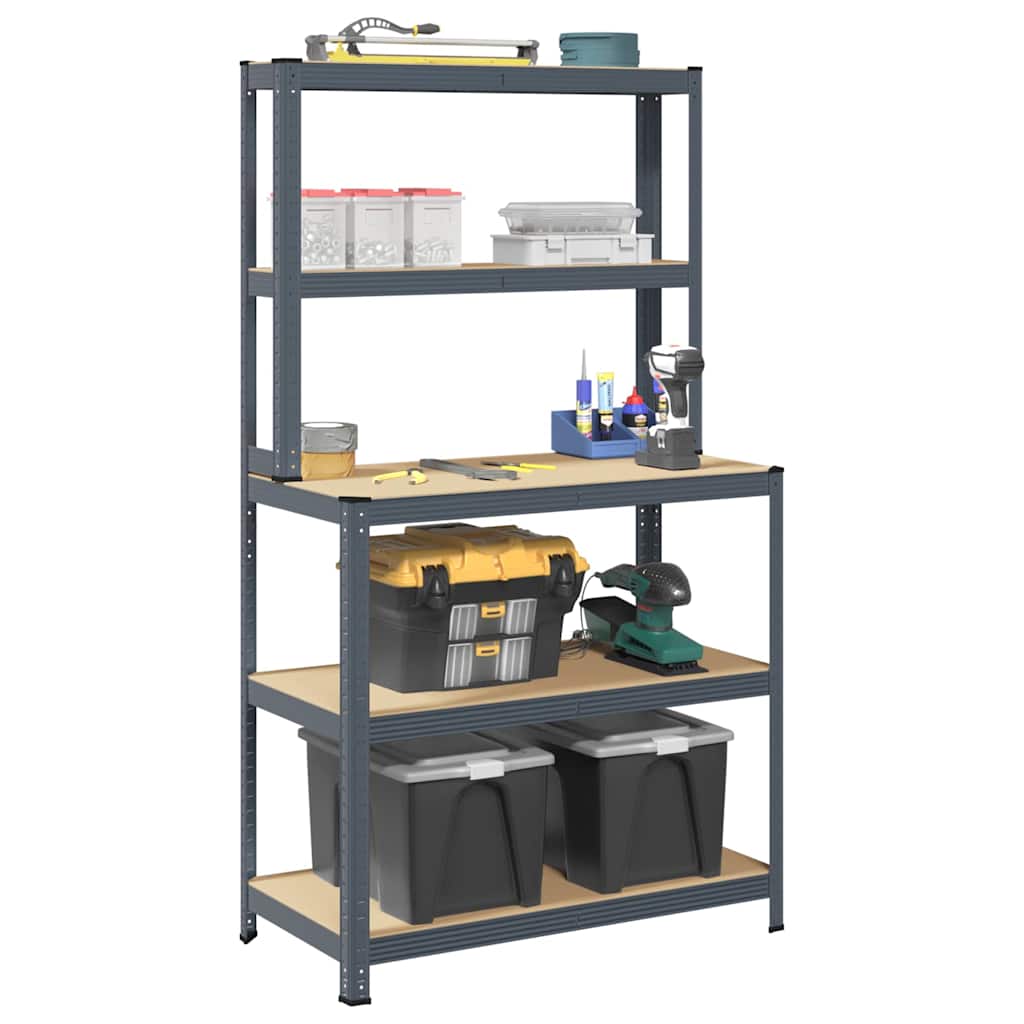 5-Layer Work Table With Shelves Steel&Engineered Wood