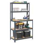 5-Layer Work Table With Shelves Steel&Engineered Wood