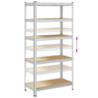5-Layer Heavy-duty Shelf Silver Steel&Engineered Wood
