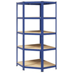5-Layer Corner Shelf Blue Steel&Engineered Wood