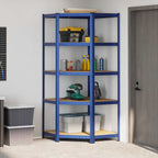 5-Layer Corner Shelf Blue Steel&Engineered Wood