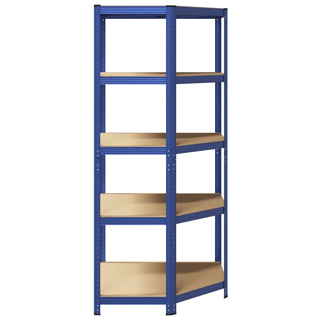 5-Layer Corner Shelf Blue Steel&Engineered Wood