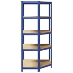 5-Layer Corner Shelf Blue Steel&Engineered Wood