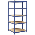 5-Layer Corner Shelf Blue Steel&Engineered Wood