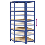 5-Layer Corner Shelf Blue Steel&Engineered Wood