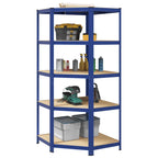 5-Layer Corner Shelf Blue Steel&Engineered Wood