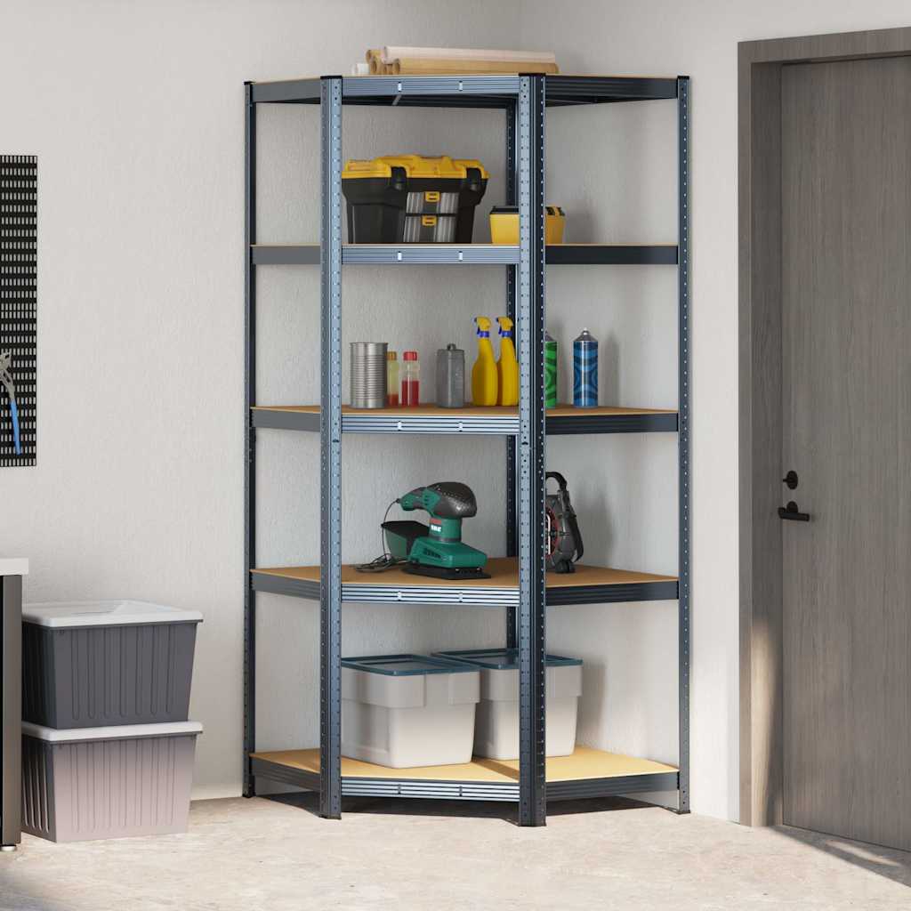 5-Layer Corner Shelf Anthracite Steel&Engineered Wood