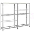 2-Layer Tyre Shelves 2 pcs Silver 110x40x180 cm Steel&Engineered Wood