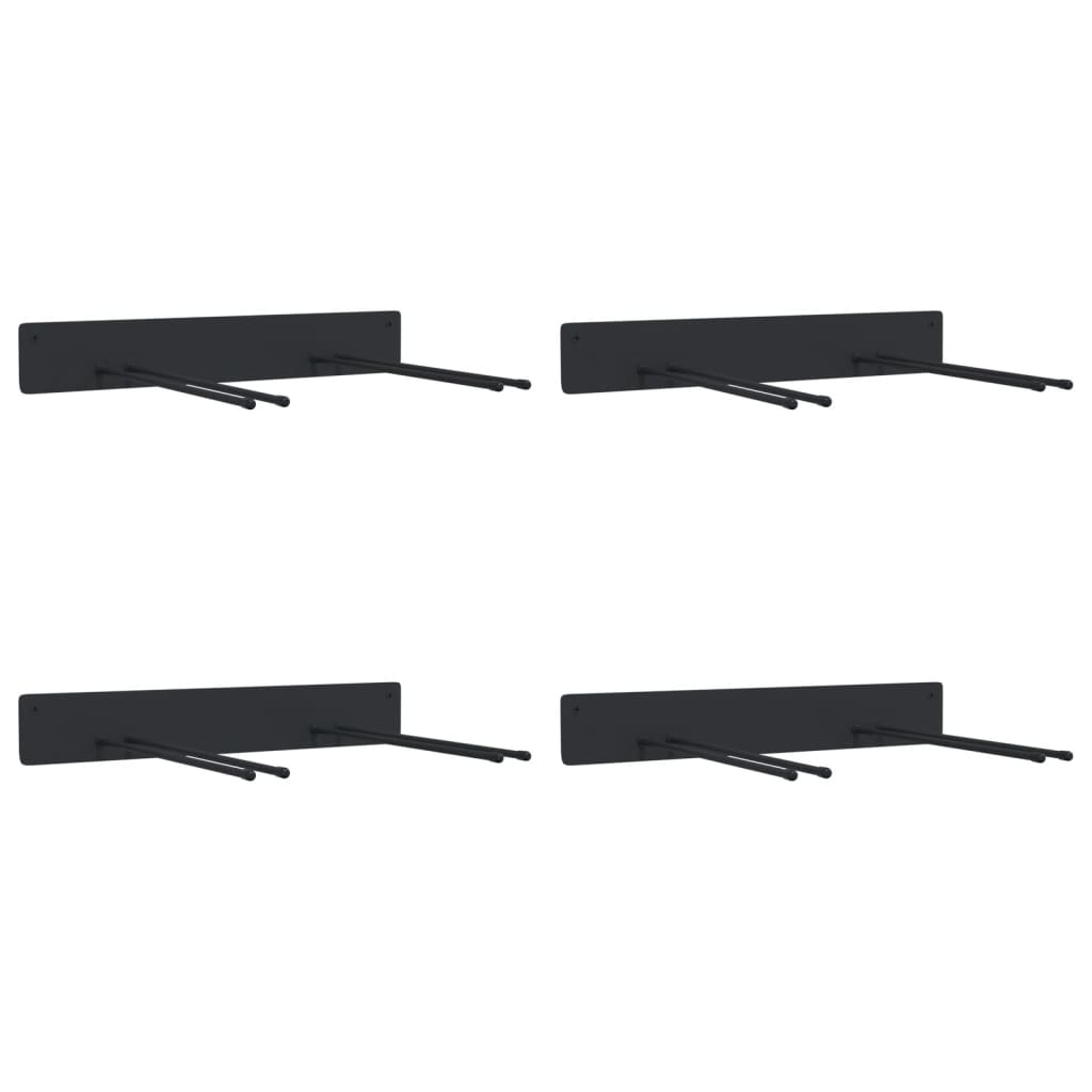Garden Tool Storage Racks Wall Mounted 4 pcs Black Steel