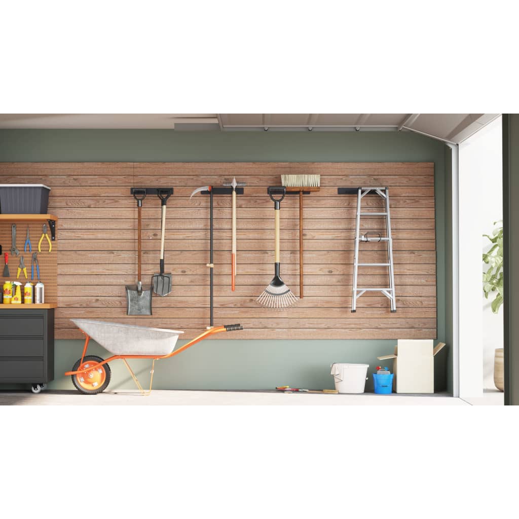 Garden Tool Storage Racks Wall Mounted 4 pcs Black Steel