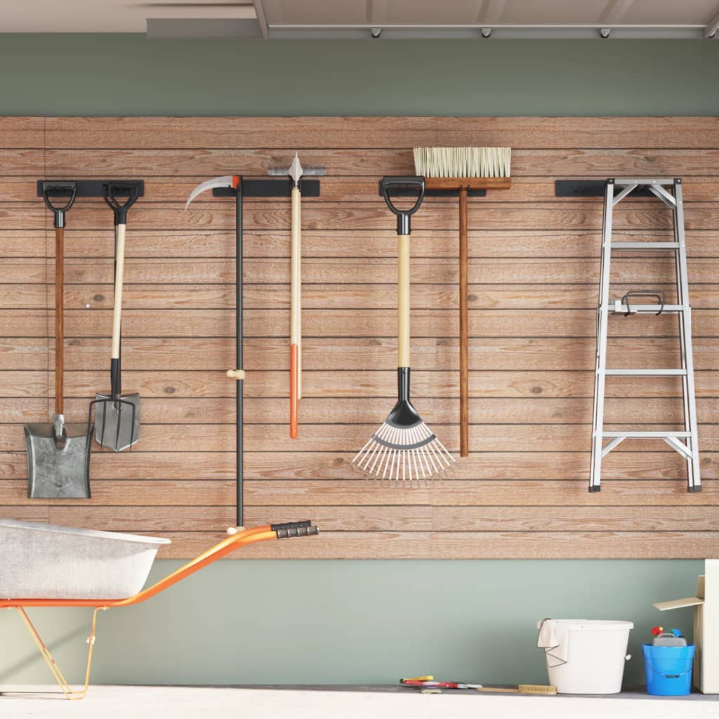 Garden Tool Storage Racks Wall Mounted 4 pcs Black Steel