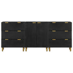 3 Piece Sideboards Black Engineered Wood