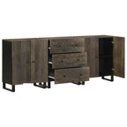 3 Piece Sideboards Black 60x33x75 cm Solid Wood Mango