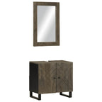 2 Piece Bathroom Furniture Set Black Solid Wood Mango