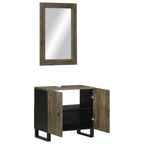 2 Piece Bathroom Furniture Set Black Solid Wood Mango