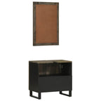 2 Piece Bathroom Furniture Set Black Solid Wood Mango