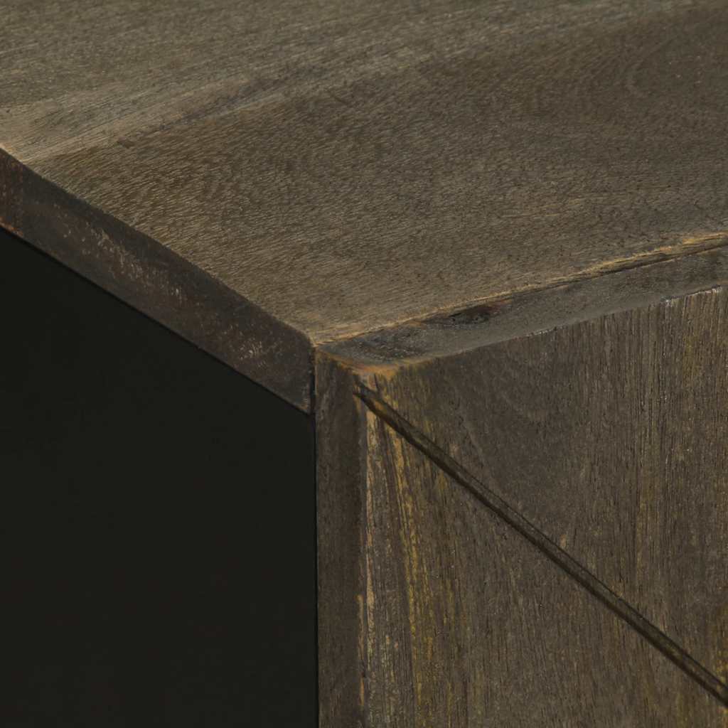 2 Piece Bathroom Furniture Set Black Solid Wood Mango