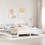 Bookcase Bed without Mattress White 180x200 cm Super King Solid Wood Pine