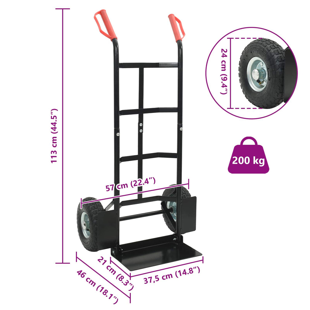 Hand Trolley Black and Red 57 x 46 x 113 cm Steel