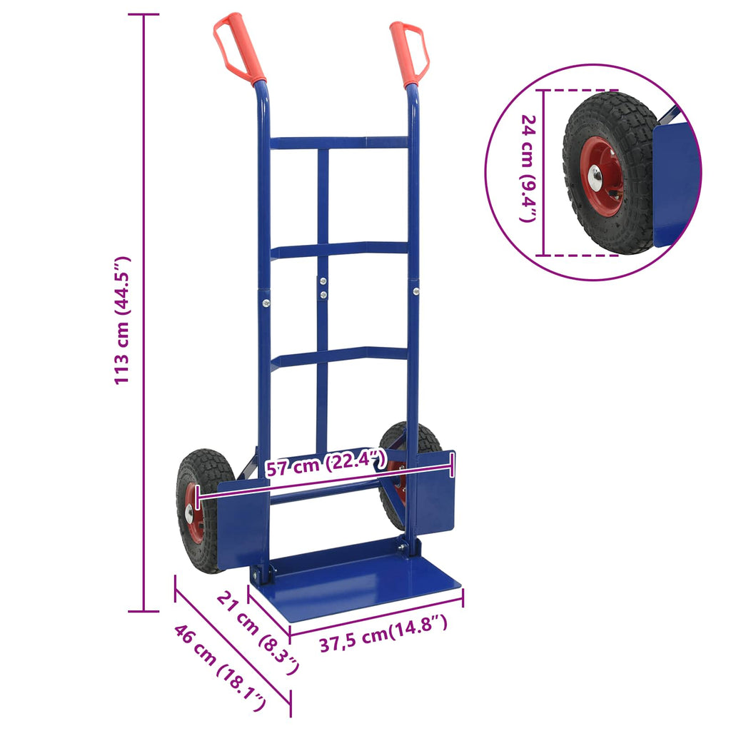 Hand Trolley Blue and Red 57 x 46 x 113 cm Steel