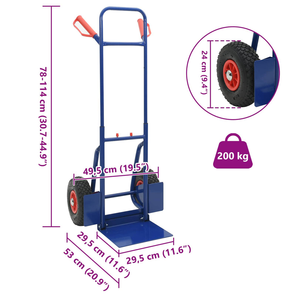Hand Trolley Blue and Red 49.5 x 53 x 114 cm Steel