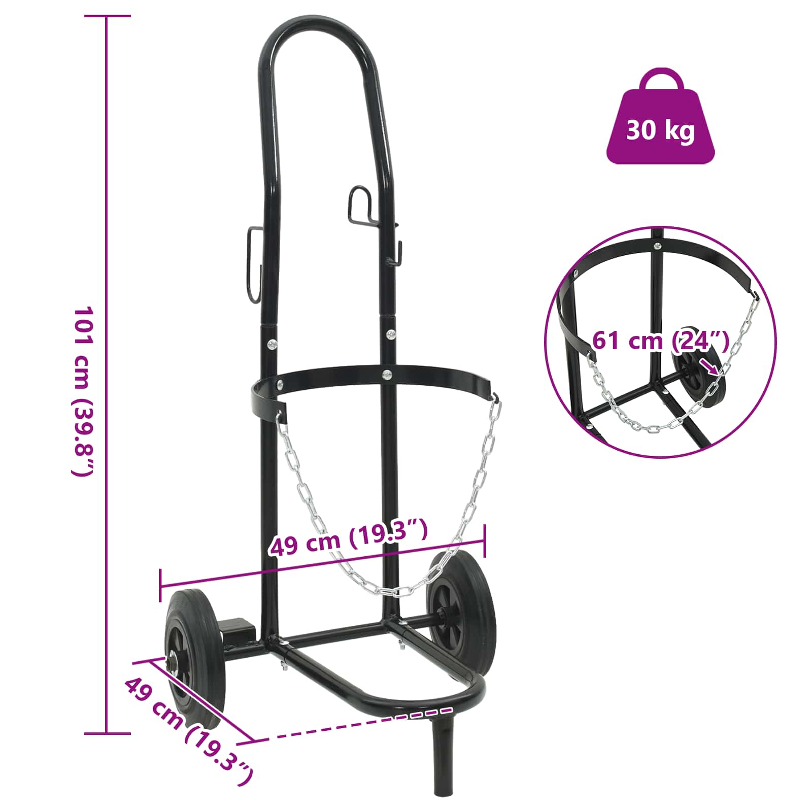 Hand Trolley Black and Red 49 x 49 x 101 cm Steel