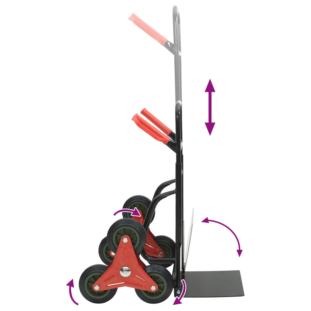 Hand Trolley Black and Red 64.5 x 49.5 x 114 cm Steel