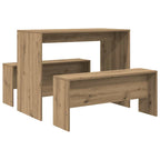 3 Piece Dining Table and Bench set Atisian Oak Engineered Wood