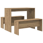 3 Piece Dining Table and Bench set Atisian Oak Engineered Wood