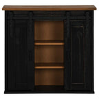 Hanging Cabinet HALDEN 2 Sliding Doors Black 75x22.5x70 cm Pine